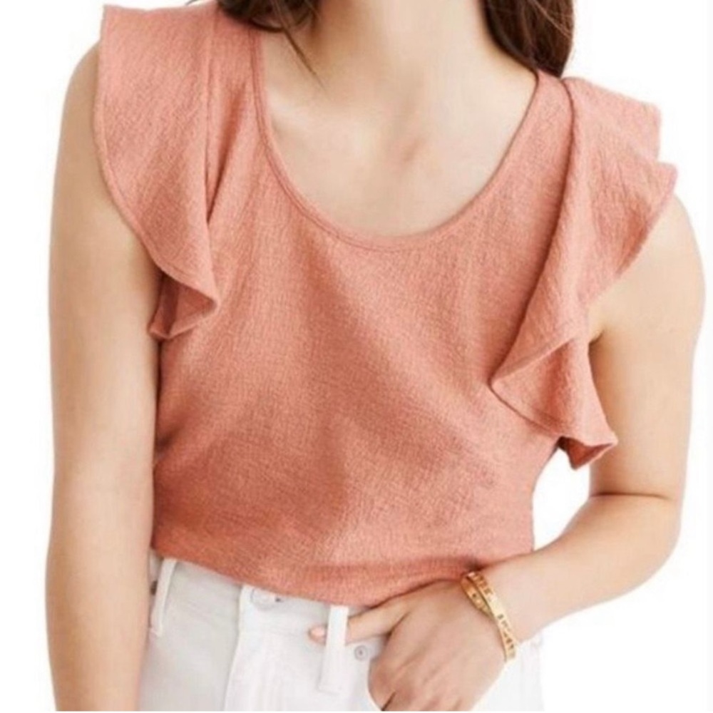 {Madewell | Texture & Thread} Ruffle-Sleeve Tank Top ~ Size Small - Picture 2 of 16
